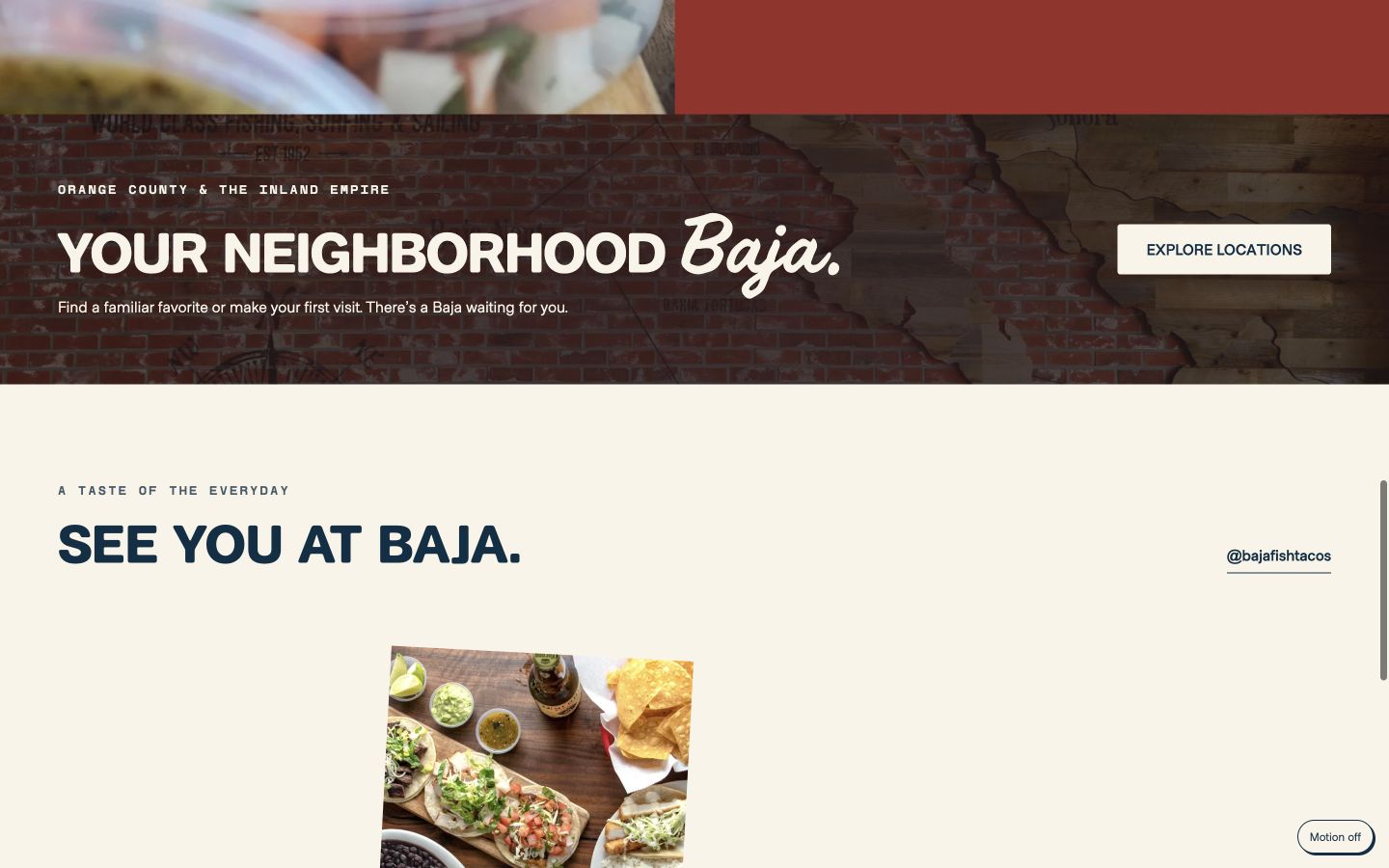 Baja Fish Tacos neighborhood locations section
