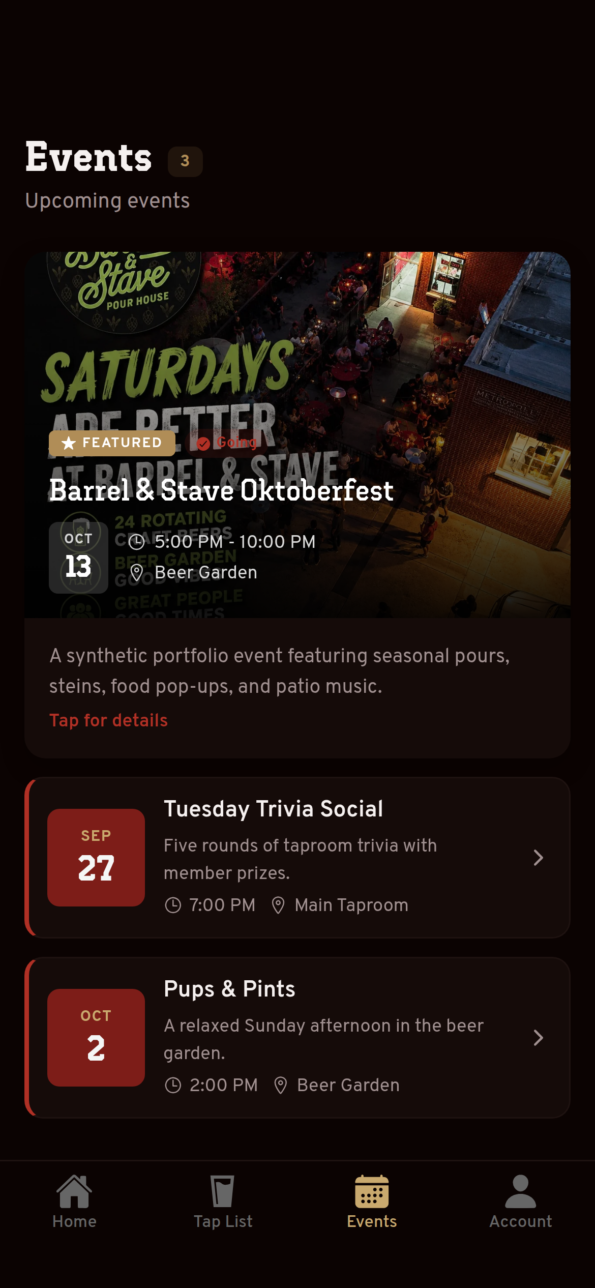 TapPass mobile member events interface